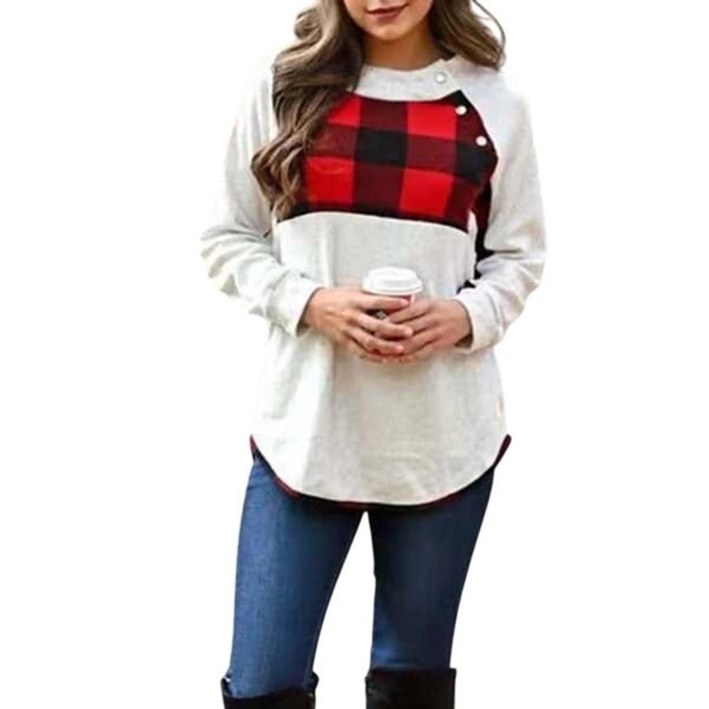 Hailey & Co. Buffalo Plaid Accent Pull-Over Sweater.  Size M
